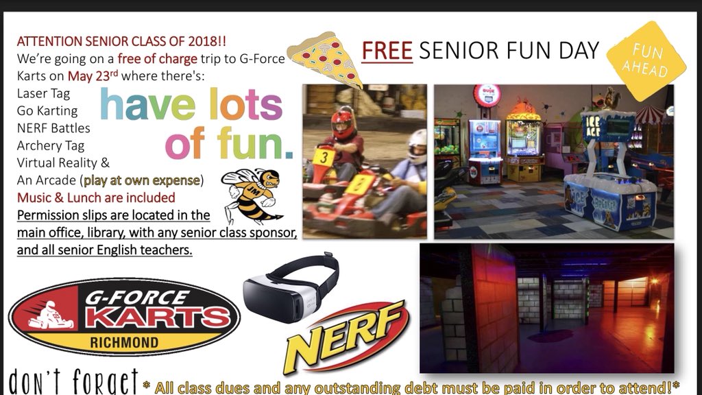 Jmclassof18's tweet photo. Seniors please bring your permission slips in ASAP for the Senior Fun Day! You only have until Friday &amp; why miss a free trip. Make sure all dues are paid before this date as you have to pay them to graduate anyways. Let’s make this a great event! Music &amp; Food is also provided. https://t.co/sifLMLaojm