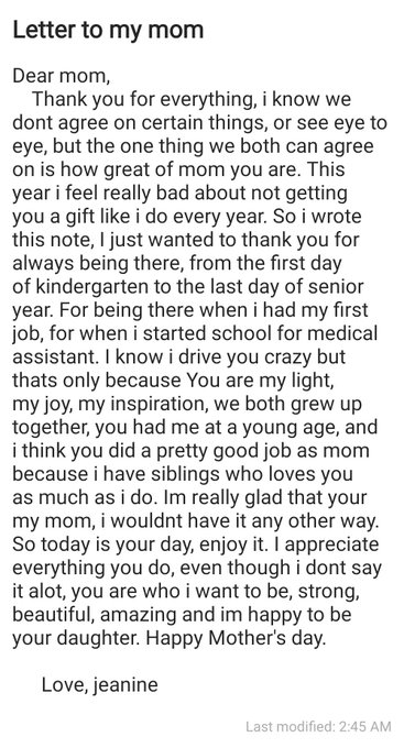 This was i note i wrote to my mom for mothers day https://t.co/algjQdz4iM<a href="/tag/purplelips"class="tags"><span>#purplelips</span></a>