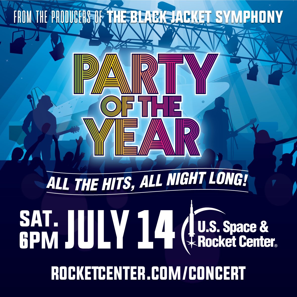 RocketCenterUSA's tweet photo. Get ready for Party of the Year from the producers of The @blackjacket playing this year's Rocket City Summer Fest Concert! Tickets and details: https://t.co/PvcY3zN8VT Proceeds benefit @SpaceCampUSA scholarships. #SendThemToSpaceCamp https://t.co/zUFlR71sTs