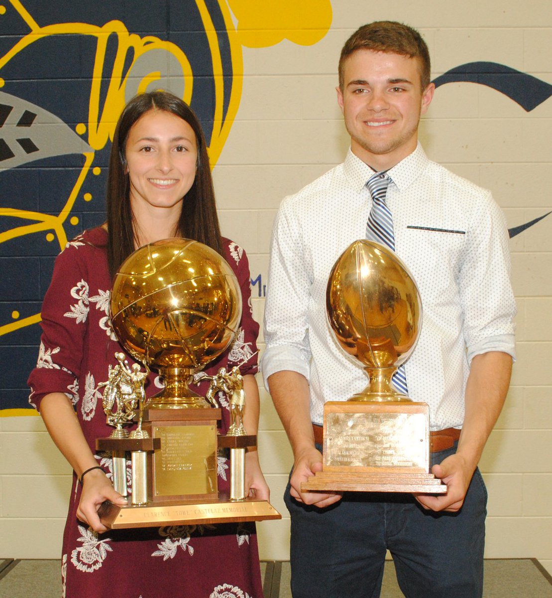 ScuttleBurt's tweet photo. Norway High School’s athletes of the year — Karli Stanchina and Josh Plante. Congrats! https://t.co/UYFOphKg2C