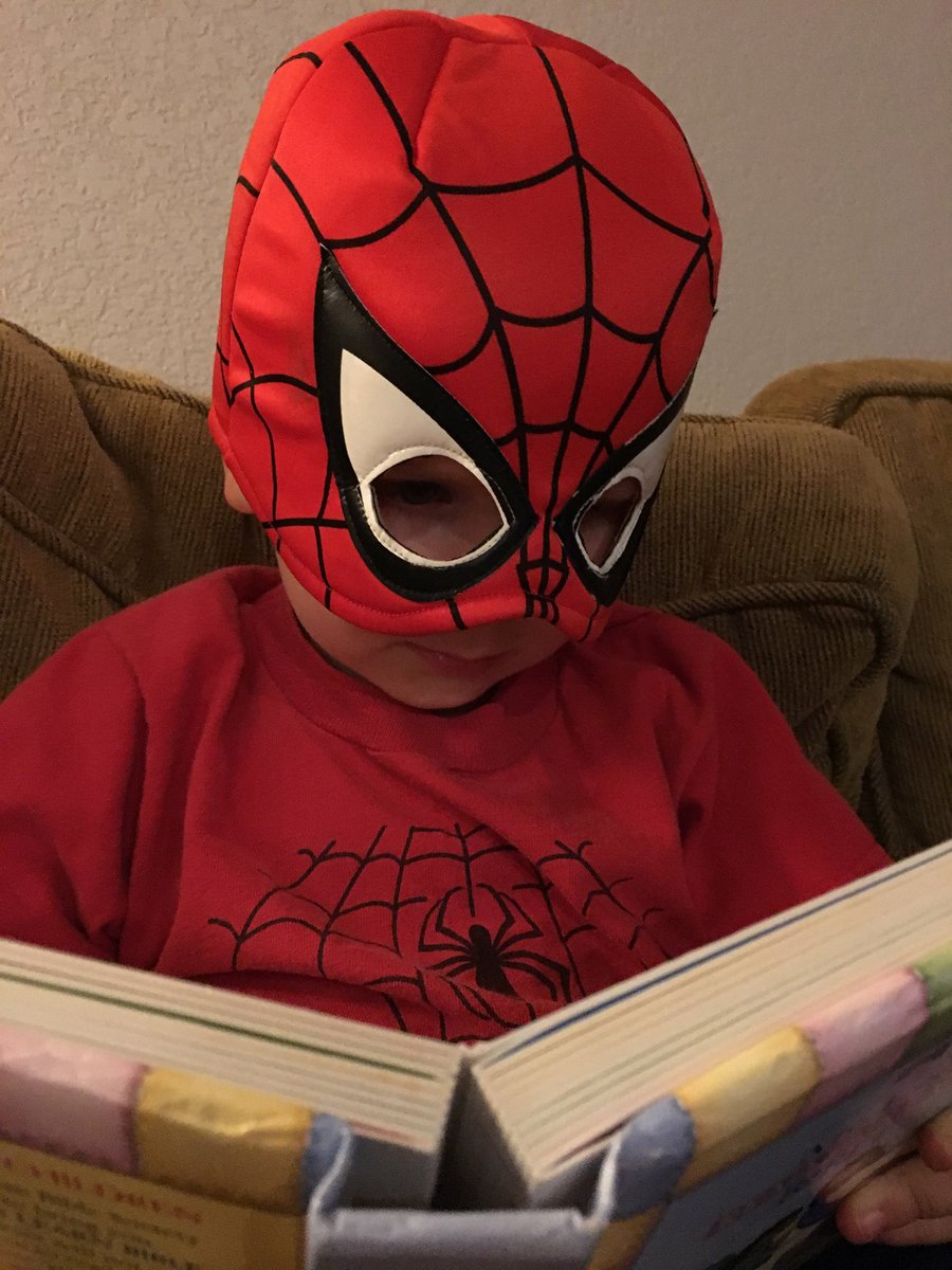 bhyland's tweet photo. Caught Spider-Man catching up on some reading. https://t.co/ark6MxghdU