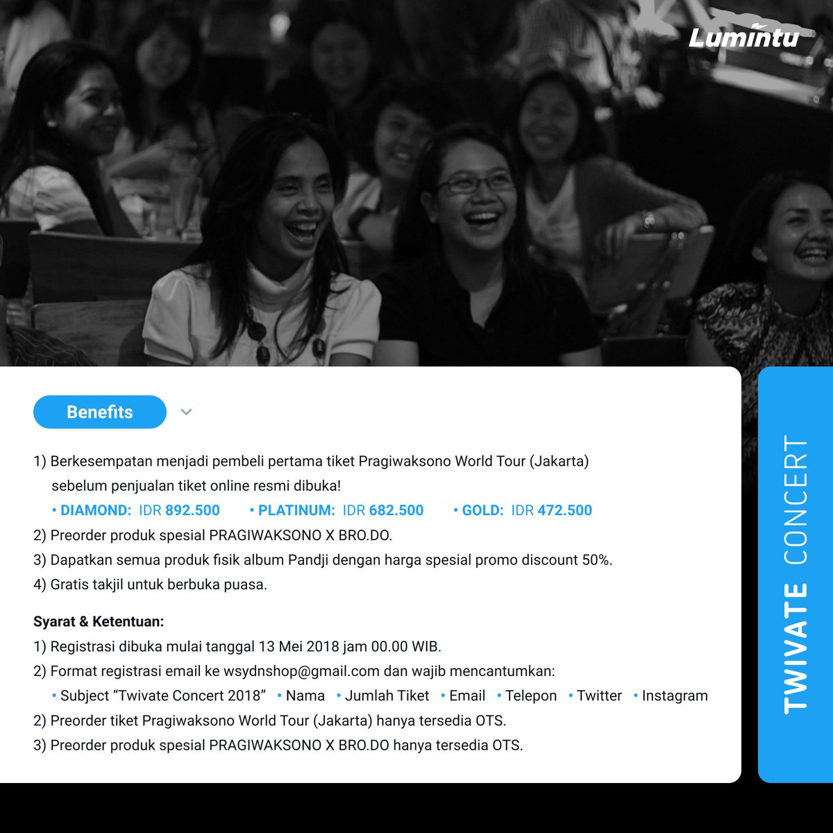 Kuy lah...! Tiket #TwivateConcert sudah bisa dipesan melalui wsydnshop@gmail.com 

Untuk format pemesanan silahkan baca di syarat &amp; ketentuan.