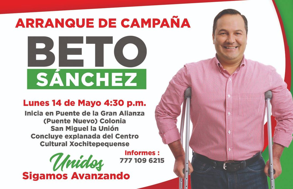 betosanchezor's tweet photo. Nos vemos a las 4:30pm para nuestro Arranque de Campaña, allá nos vemos!
#UnidosSigamosAvanzando https://t.co/kxi5ixZfw5