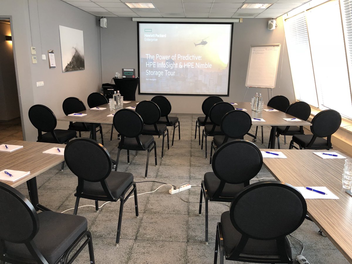 BartHeungens's tweet photo. Ready for the Netherlands session of the #HPE #InfoSight #Nimble storage tour #powerofpredictive #roomwithaview #evolearn @AnttiHemminki https://t.co/ExJ4eEj3et
