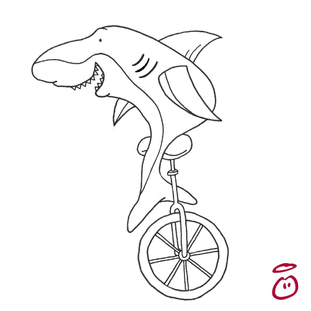 innocent's tweet photo. MONDAY MOTIVATION: 
If a shark can ride a unicycle, just think what you can do https://t.co/tGy1jzt5wm