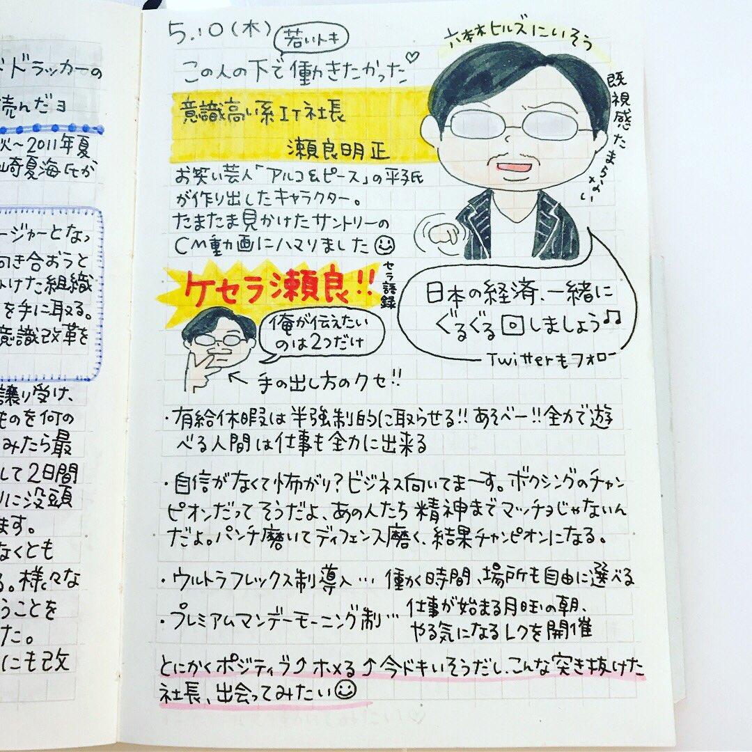 ピチコ舎 5月10日の絵日記です ケセラ瀬良 瀬良明正 瀬良社長 意識高い系it社長 アルコアンドピース 平子祐希 絵日記 お絵描き イラスト 手書きツィート