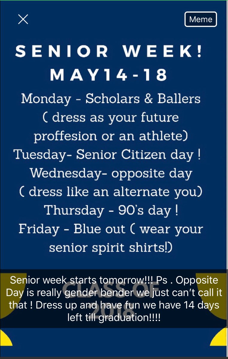 UPDATE SENIORS: THESE ARE THE CORRECT DRESS UP DAYS