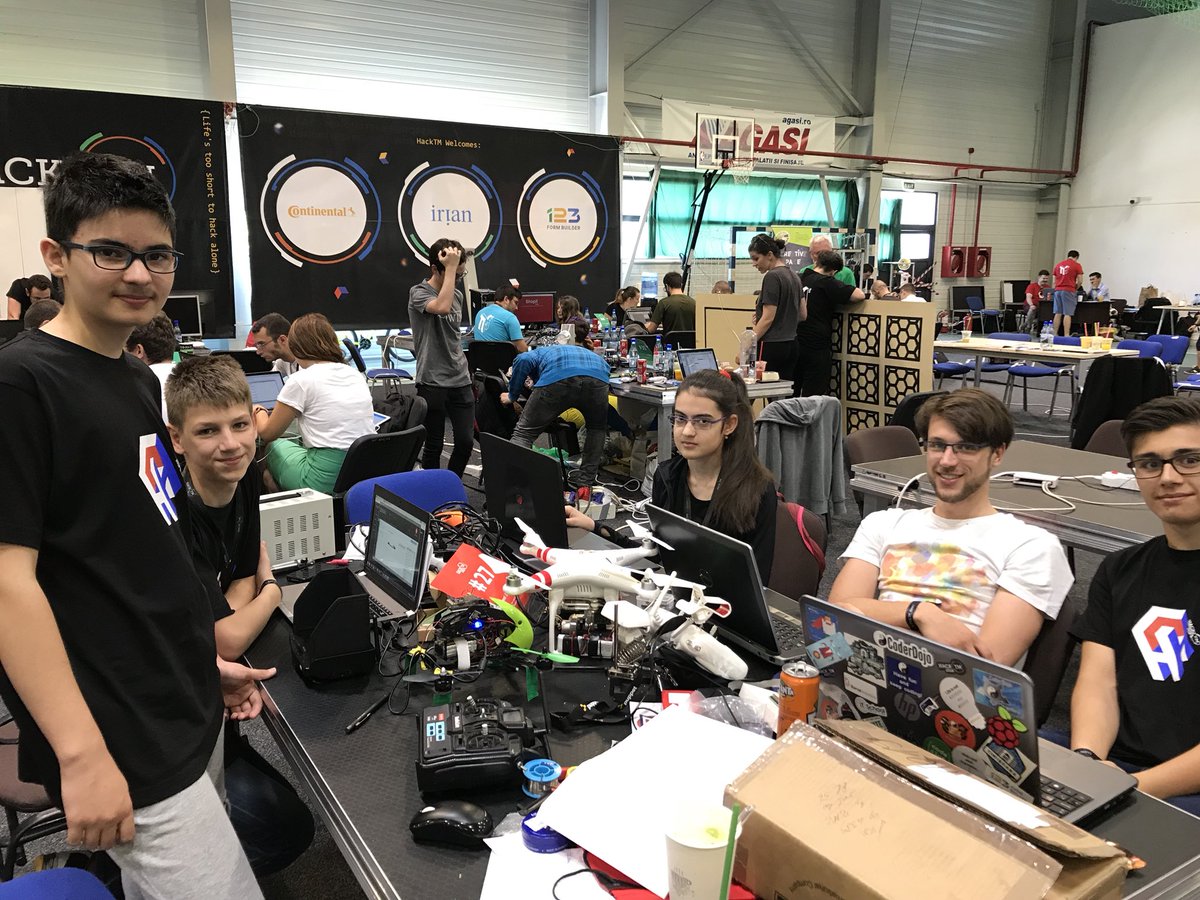 diando70's tweet photo. Winners of The young team award @coderdojotm with Flytech project #drone support for forests and #environment scanning #HackTM2018 @HackTMro @Banat_IT @elearning_upt https://t.co/klWD7mXotA