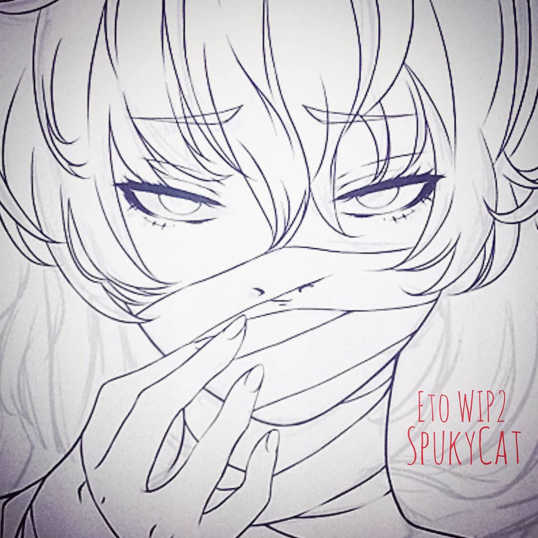 SpukyCat =( ᆺ˂)= on Twitter: "Eto- Tokyo Ghoul 💚 WIPs~ sketch and