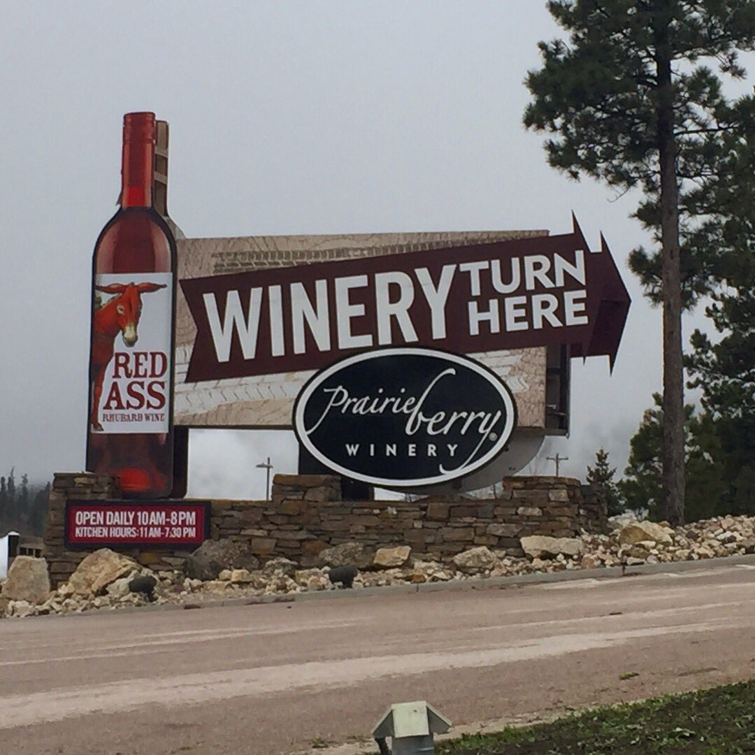 TravelingNess's tweet photo. Yes you read that right, Red Ass Rhubarb wine! Quite yummy! 😋 Loved wine tasting in the Black Hills of #SouthDakota ... #prairieberry #wine #travels @PrairieBerry https://t.co/6XqyDv9hld