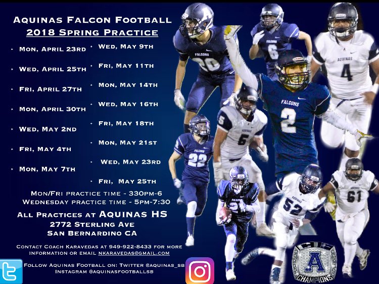 Aquinas_Falcons's tweet photo. Two more weeks of #SpringBall2018. The Falcons hit the field Mon, Wed, and Friday. More opportunities to get better! #CantBeMoved #FalconPride https://t.co/x6gQiG51Cm