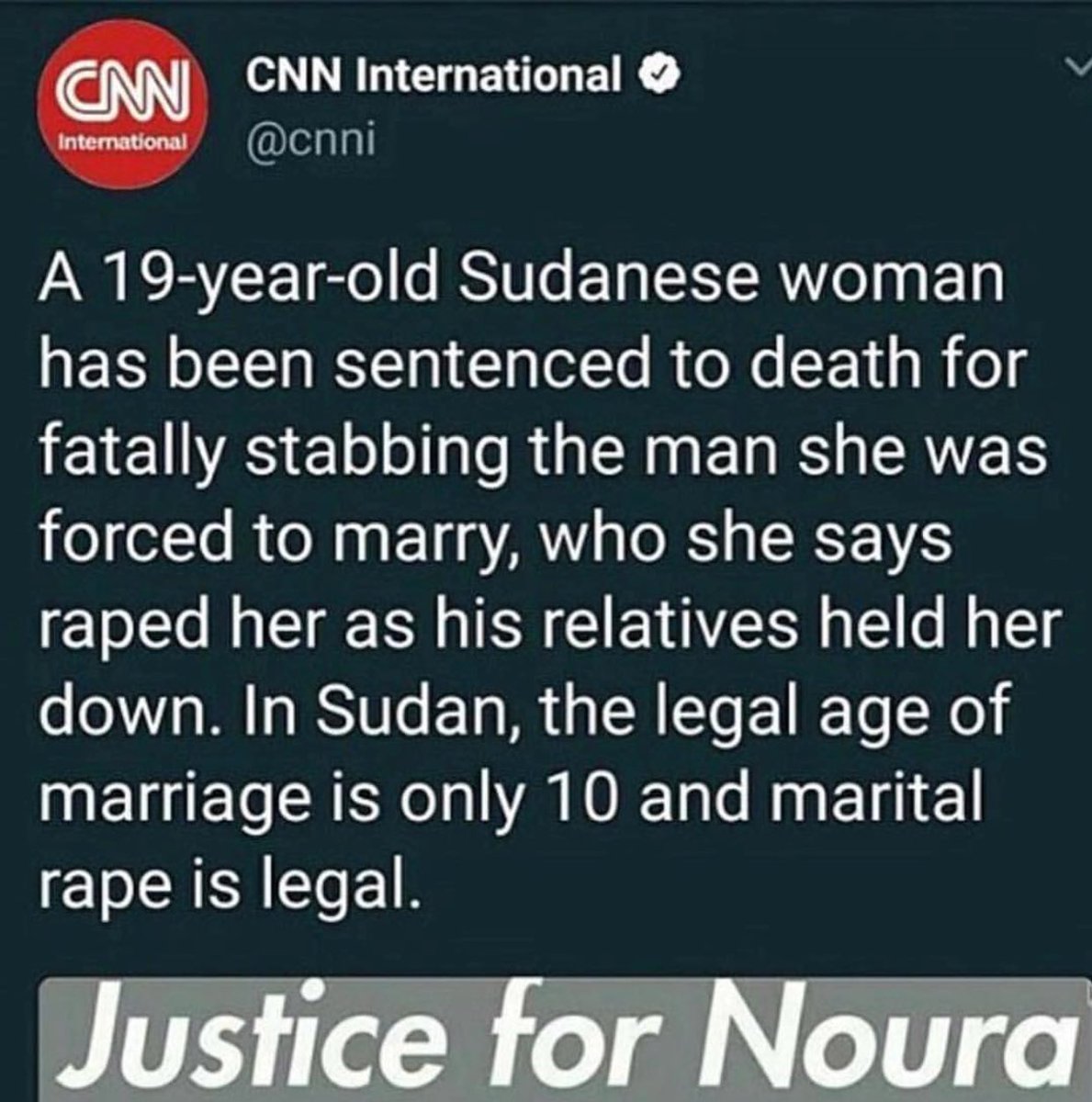 There will be a demonstration Saturday to protest the prosecution of this young girl who has been sentenced to hang for self defence.  #JusticeForNoura #EndEarlyMarriages
