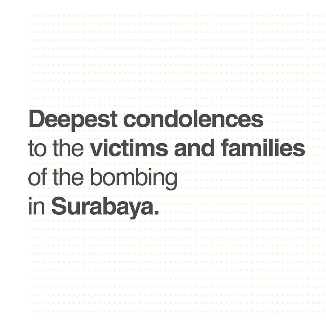 Turut berduka cita atas kejadian yang menimpa surabaya,semoga keluarga korban diberikan ketabahan aminnnn

#prayforsurabaya
#bersatumelawanteroris