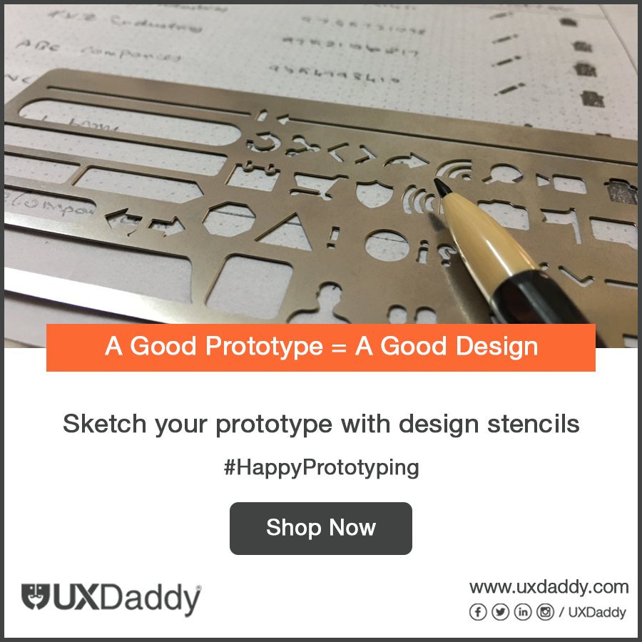 UXDaddy's tweet photo. Sketch your prototype with design stencils.
Shop #Design #Stencils in https://t.co/abWw5VGB7b
#HappyPrototyping
#uxdaddy #uxindia #ux #uxdesign #uxdesigner #design #designer #designlife #wireframesketch #wireframe #wireframing #prototype https://t.co/oHOokIF7VN