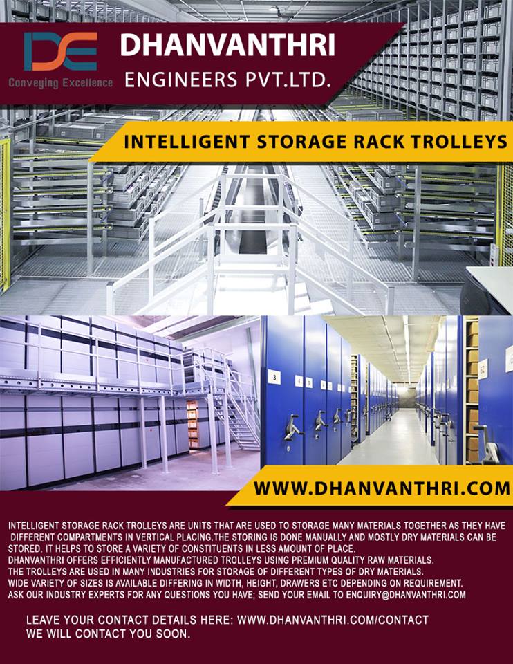 "Please retweet"
Intelligent Storage Rack Trolleys are units that are used to store many #materials together as they have different compartments in vertical placing. 
dhanvanthri.com/contact 
#construction #manufacturing #manufacturer #materialhandling #SupplyChain