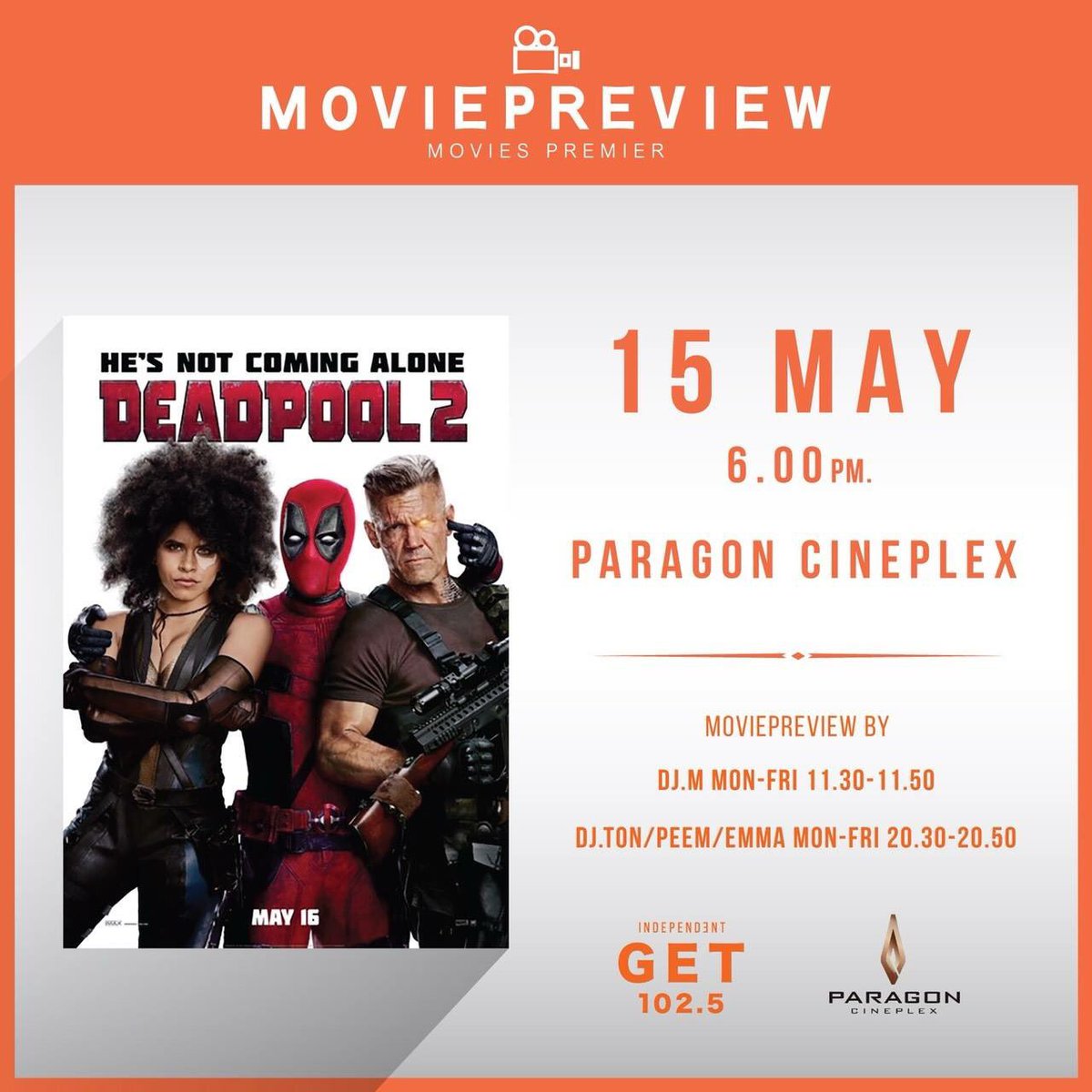 PpeemPals's tweet photo. ไปร่วมเล่นกิจกรรม ลุ้นรับบัตรดูภาพยนตร์เรื่อง #Deadpool2 กับทาง #GET1025 กันได้นะจ้ะ าี่นี่เลย>> https://t.co/bG151eWNUC ช้าหมด อดนะะะะะ https://t.co/I3K26ZQCOb