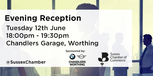 SussexChamber's tweet photo. This event is designed for you to make new business contacts through facilitated networking with fellow members, non-members and Chamber staff. We are proud to announce this event is being sponsored by @WorthingBMW . Book your place now - https://t.co/oRAw3Yw1My https://t.co/oIMLRPmNMI
