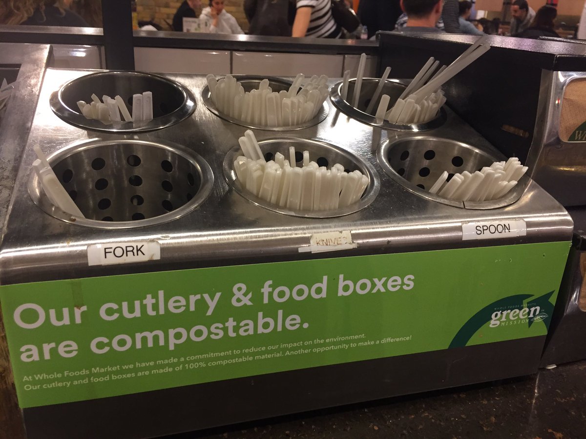 Bio_Markets's tweet photo. There's lots of #sustainable and #biobased products in the @WholeFoodsUK market in Kensington + great to see this extended to the restaurant https://t.co/bPhMYHcEPo