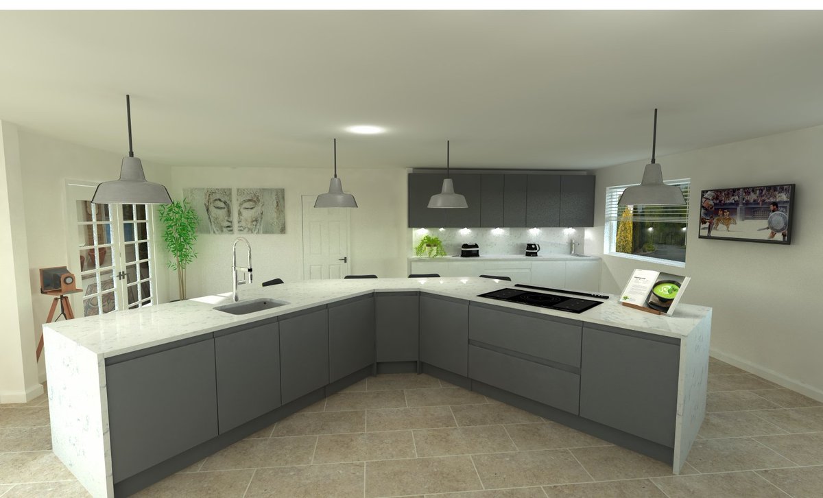 S10Kitchens's tweet photo. Another nice design completed, although I am already making large changes to the space, I thought this draft was rather nice... @Masterclasskitc #kitchendesign #interiordesign #largespaces https://t.co/aQKrTfh6ed