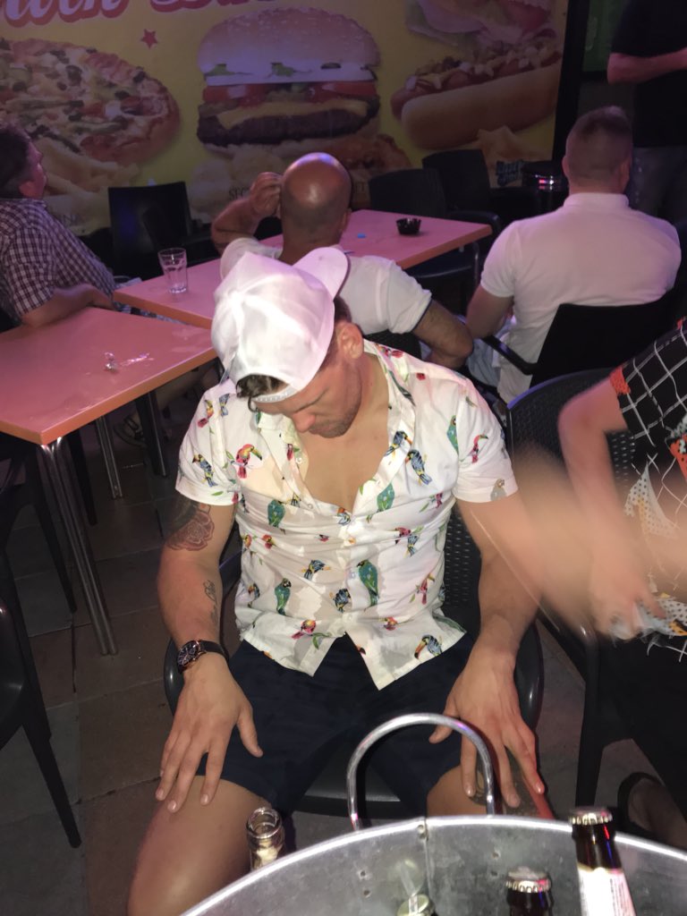 Joe_Furness's tweet photo. Such a good weekend for @Mattyyy_P stag do. Think he enjoyed himself😂 #benidorm #fattymatty https://t.co/Tn8d61ruku