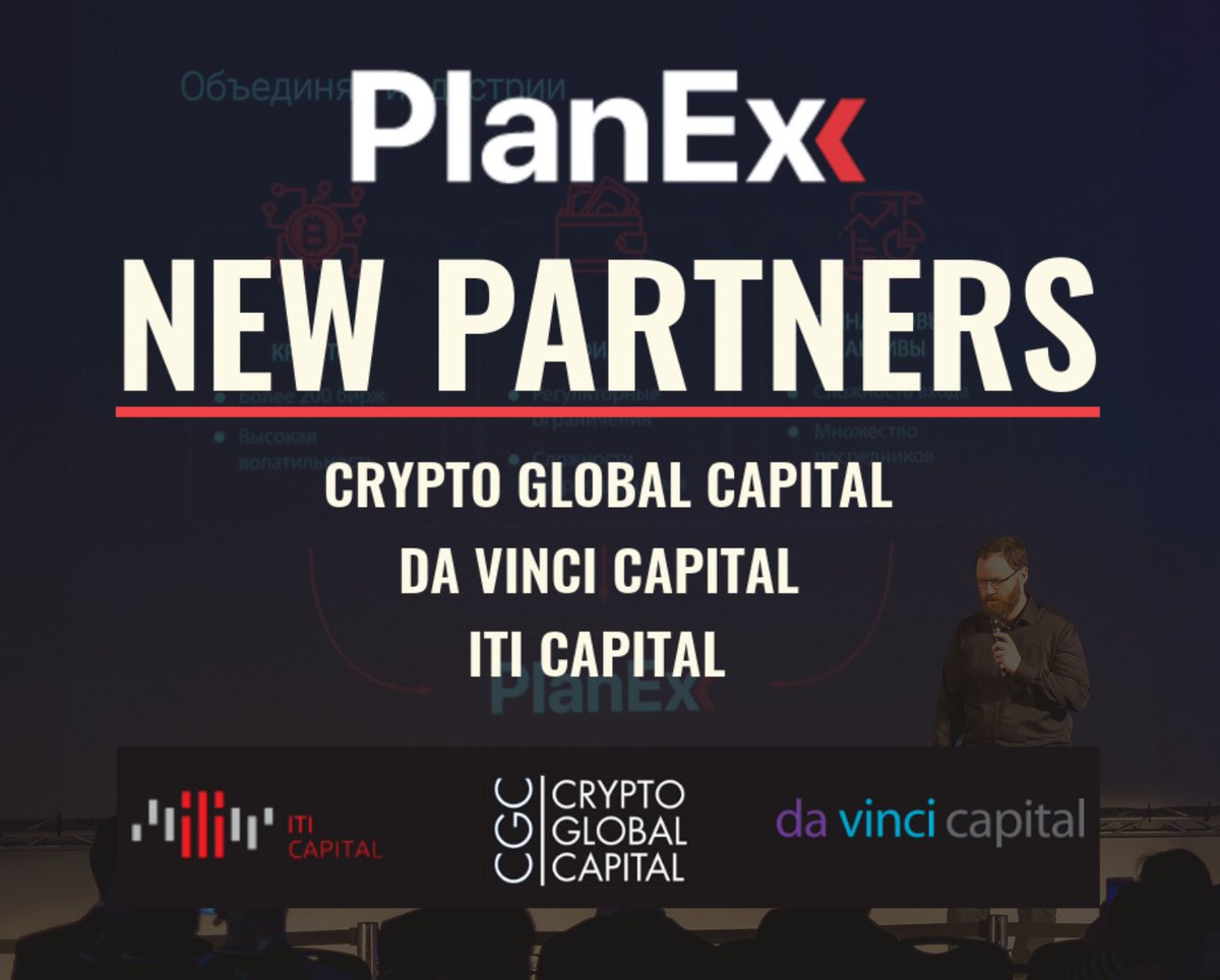 PlanEx Ecosystem becoming very interesting for a lots of investors and partners. We are pleased to announce that, during the May of 2018 we got new investors and partners such as Da Vinci Capital, ITI capital, Crypto Global Capital.
Pre sale → planex.io