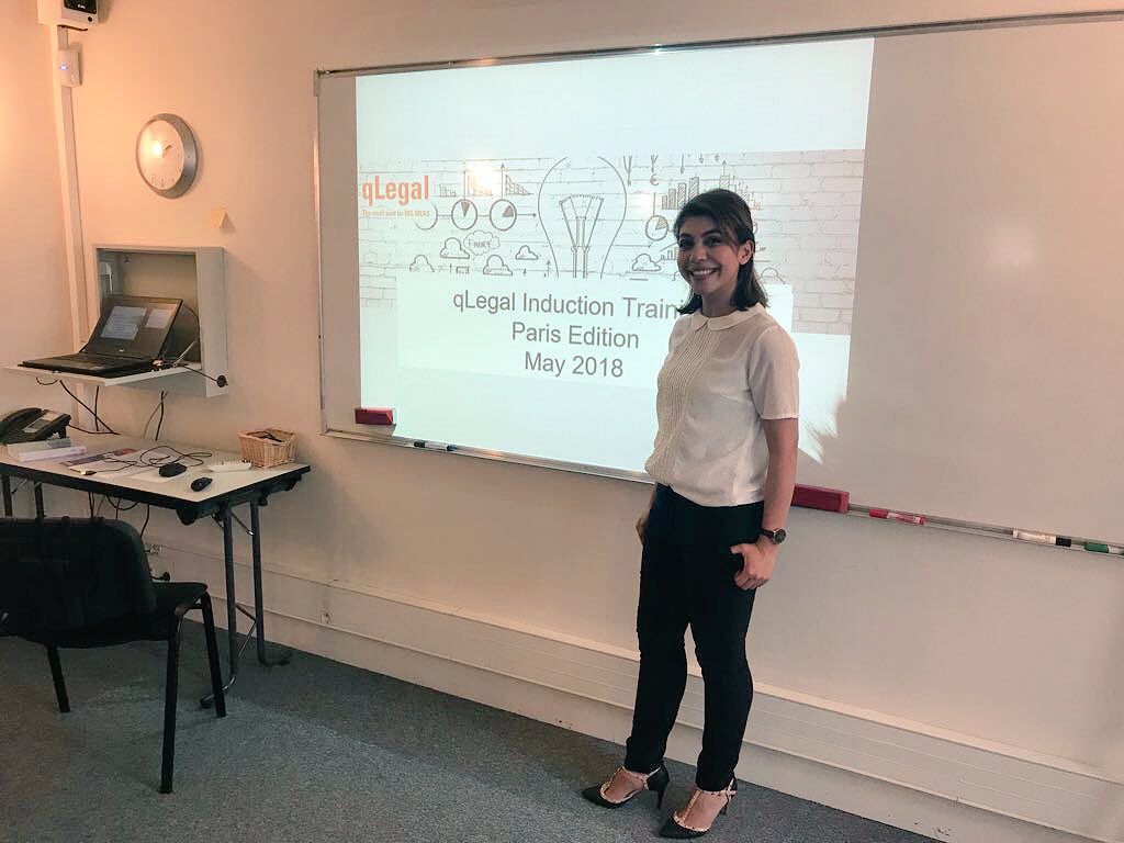 qLegal_'s tweet image. Happy qLegal Adviser Layla in Paris with our qLegal Coordinator, to train Paris LLM students today ✌🏼#lawclinic #probono #parisedition ✨