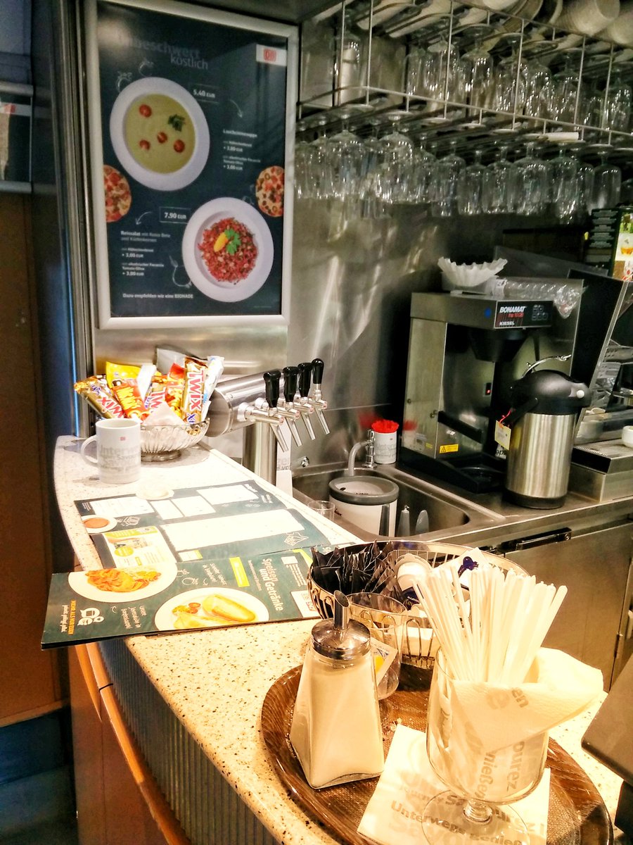 _DiningCar's tweet photo. Hello world, this is my first tweet, from trip with #ICE9568 from #Frankfurt to #Strasbourg. Having an espresso & a wonderful time at the #diningcar 😏! ☕ #Speisewagen #bahn #deutschebahn #ice #bahnde https://t.co/t0cslGqPt6