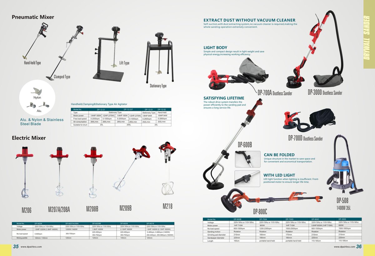 DP Electric paint mixer and drywall sander with LED light and workable at dark place
dpairless.com
order email: gina@dpairless.com
whatsapp:86-18758364723