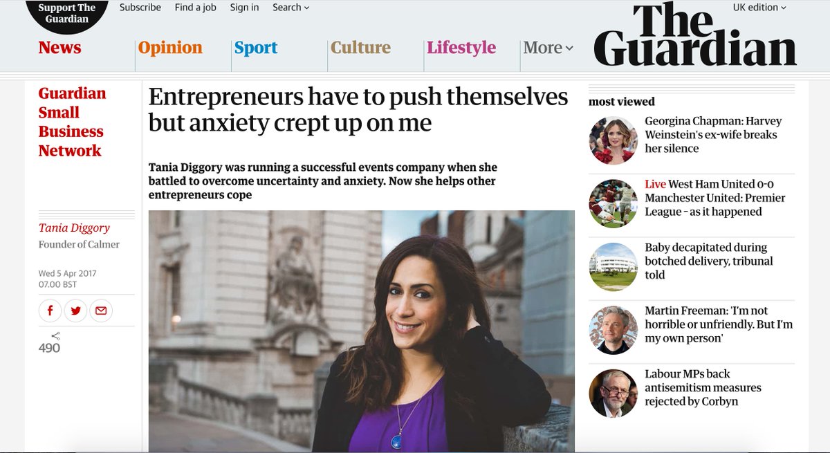 thisiscalmer's tweet photo. In support of #MentalHealthAwarenessWeek, my piece in @guardian talking about my own personal challenges and how I now help and support entrepreneurs to cope with anxiety and uncertainty @mentalhealth #ThisIsCalmer #Wellbeing #potential #Entrepreneur https://t.co/rJ1zy4sROs https://t.co/Eha4Cnkdv0