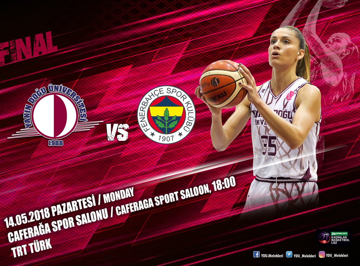 Play-off final mücadelemiz başlıyor! #YakınDoğuÜniversitesi bugün saat 18:00'da Caferağa Spor Salonu'nda #Fenerbahçe ile serinin ilk maçında karşılaşacak. 📺 TRT Türk 
#ydümelekleri #kbsl #playoffs