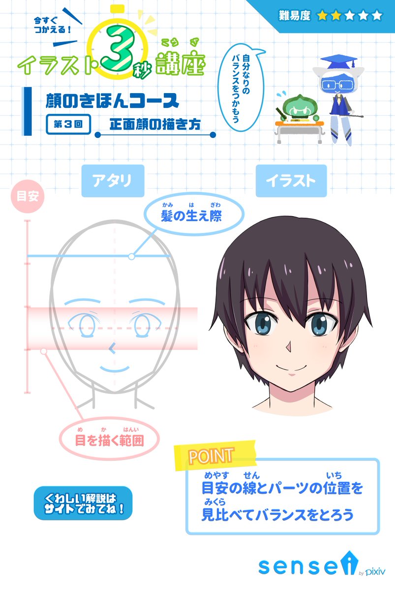 Pixiv描き方 Sensei Di Twitter 正面顔を描く時は左右のバランスを考え 生え際 目 鼻 口の位置をイメージしながらアタリをつくりましょう イラスト3秒講座 詳しくはこちら T Co 2x8iscc3jx Pixiv描き方 Sensei Di Twitter 正面顔を描く時は左右のバランスを考え 生え際 目 鼻 口の位置をイメージしながらアタリをつくりましょう イラスト3秒講座 詳しくはこちら T Co 2x8iscc3jx