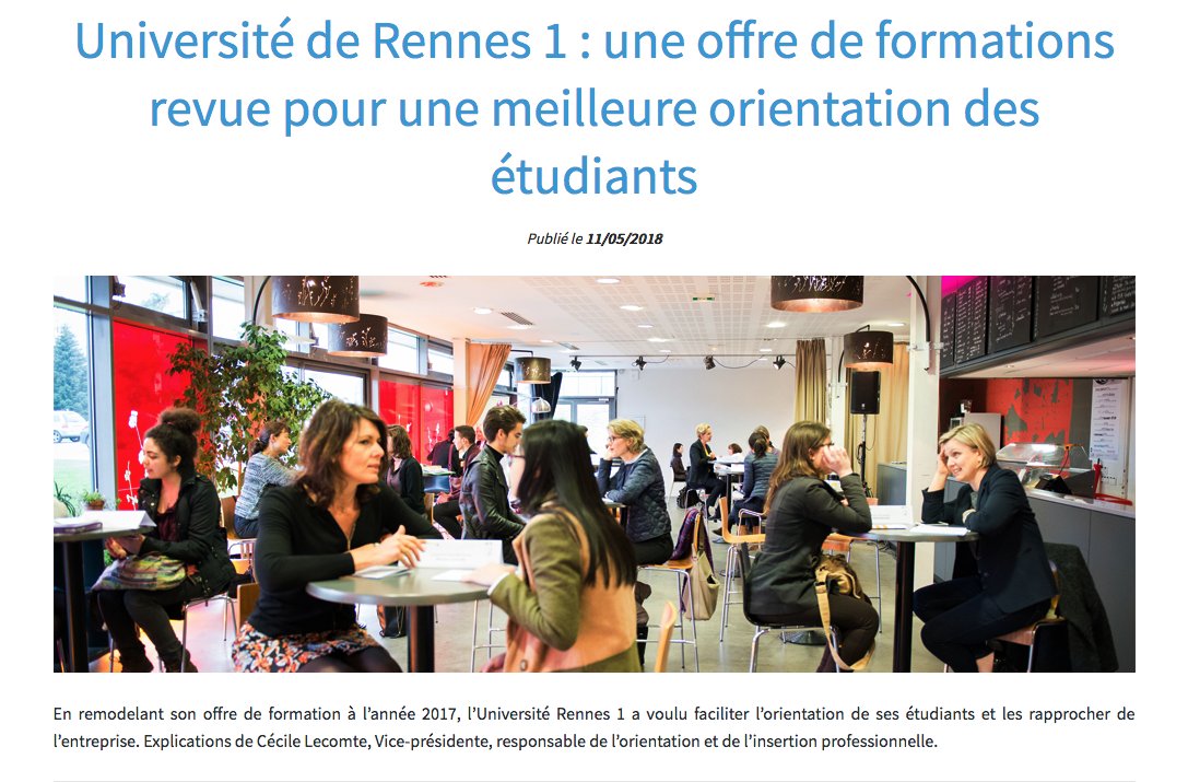 Une offre de formation remodelée depuis la rentrée 2017
A la clef : une meilleure orientation et insertion professionnelle des étudiant·e·s
Explications de Cécile Lecomte, vice-présidente #Rennes1 en charge de l'#orientation et l'#InsertionPro studyrama.com/formations/cho…