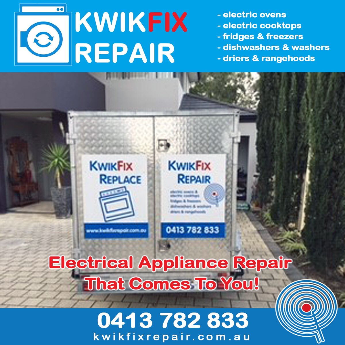 kwikfixrepair's tweet image. Electrical Appliance Repair That Comes To You Perth!
 
With over 37 years' experience in electrical appliance repair - call Larry today on 0413 782 833 or visit: kwikfixrepair.com.au
 
#kwikfix #kwikfixrepair #electricalrepairs #appliancerepairs #perthelectrician