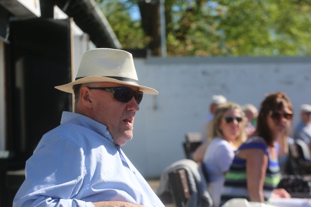 ScottyCricket's tweet photo. #FeegieLegend #SandyMathieson looking like a character from a #GrahamGreene novel #OurManinHavana in the sunshine yesterday at @FerguslieCC #ScottishCupSunday @ChippyB1964 https://t.co/FznUGqZ2hf