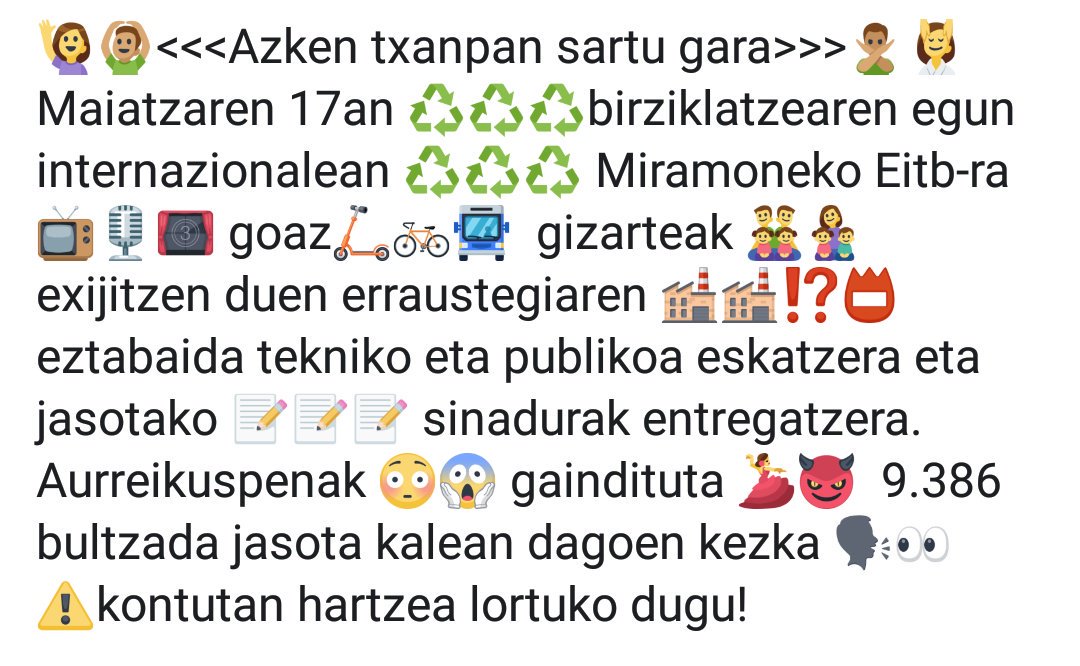 ErrausAurkMugi's tweet photo. @info7irratia @euskadi_irratia @radioeuskadi @EguzkiEH @argia_ingurumen @GipuzkoaZutik @tgurasos @Hitzartukide @OEIT_GEIS @argia_ingurumen @ZeroZabor @zero_zabor @Hernaninzz @LegazpiZZ @azkoitiazz @BirZirikGoierri @haizea_ipar @usurbildarrak @GreenpeaceEUS @donosti_tik https://t.co/ufMGM1NxOm