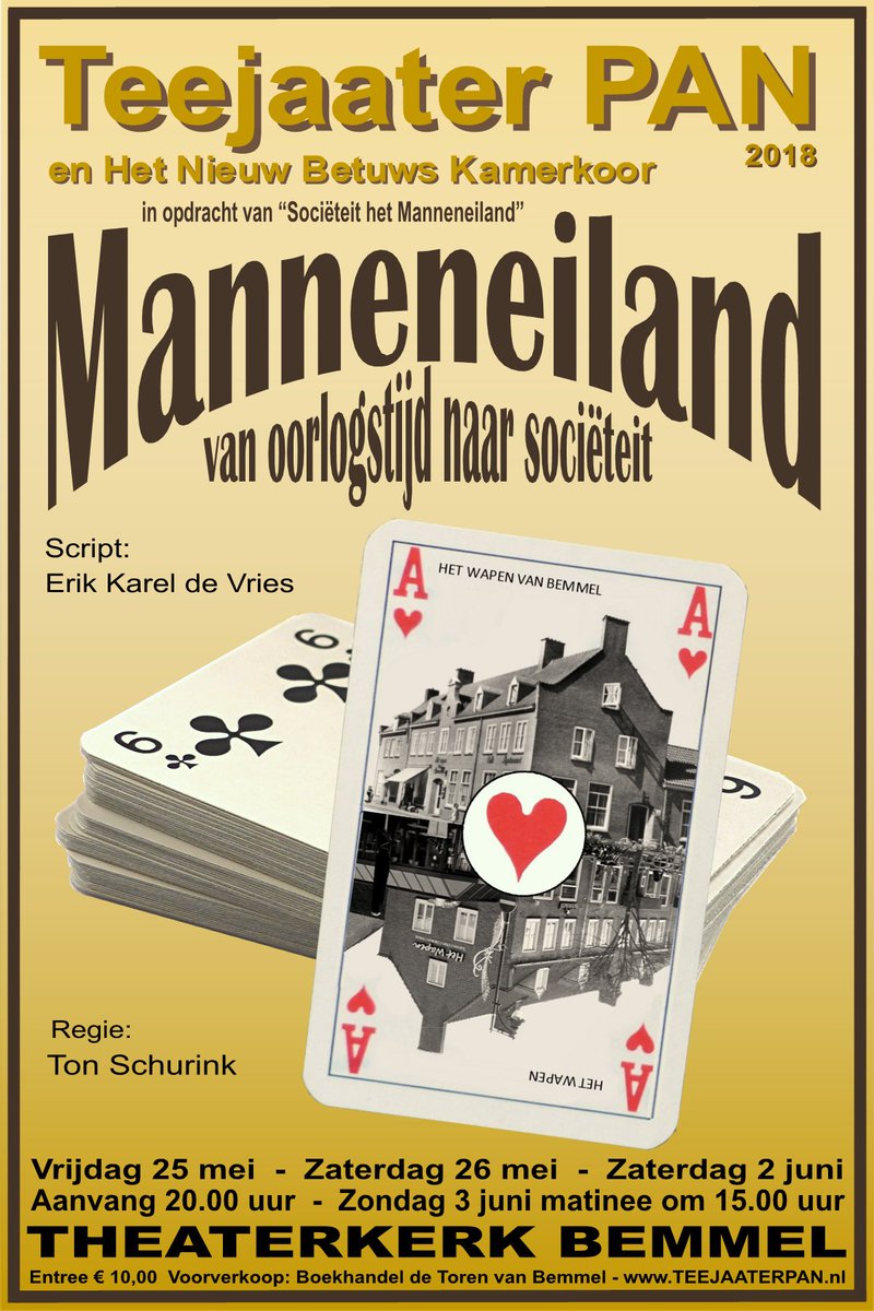 teejaaterpan's tweet photo. Wist je dat er ook een matinee voorstelling is van 'Manneneiland'?
Zondag 3 juni om 15.00 uur in de @theaterkerk in Bemmel! https://t.co/ae5vMAvZ6R