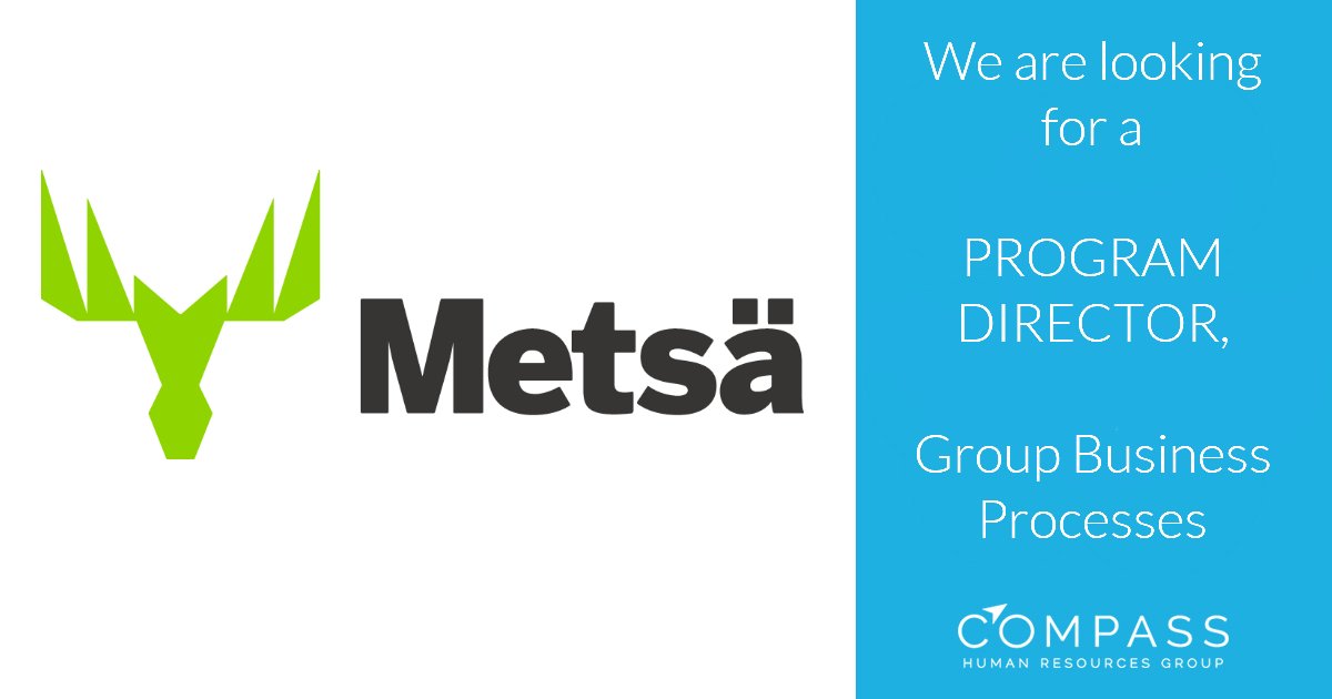 CompassHRG_fi's tweet photo. We are looking for a #PROGRAMDIRECTOR for Group Business Processes to our client #MetsäGroup! The #ProgramDirector leads Metsä Group’s business process development program. Read more and apply on: https://t.co/G7rXXU9jIy https://t.co/FKqVQWotIF