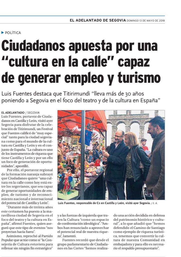 📰🎭<a href="/CiudadanosCs/">Ciudadanos 🇪🇸🇪🇺</a> apuesta por una “cultura en la calle” capaz de generar empleo y turismo. 👇🏻
