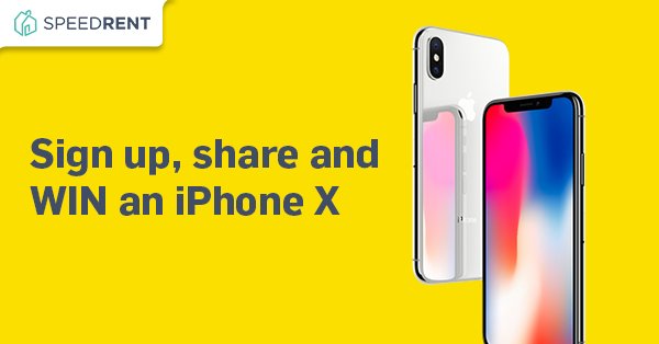 Sign up and share for a chance to WIN an iPhone X! buff.ly/2KIhNbN via @speedrentapp #Speedrent #Speedrentapp #JustSpeedrentit