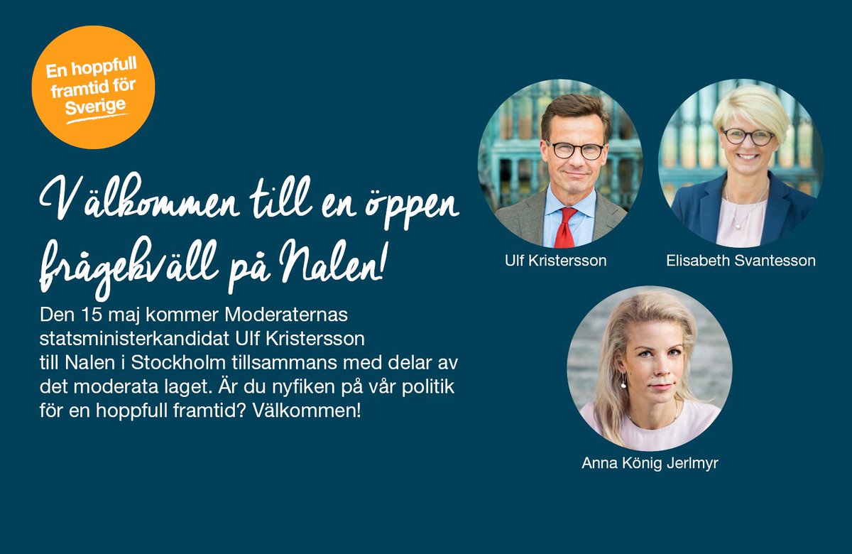 stadshusmoderat's tweet photo. Imorgon smäller det, då kommer @akjerlmyr, Ulf Kristersson &amp; @ElisabethSvan till Nalen för att besvara era frågor om vår politik. Vi ses där! #sthlmpol #08pol
https://t.co/X839ADwPDB https://t.co/yDAMCoiPyy