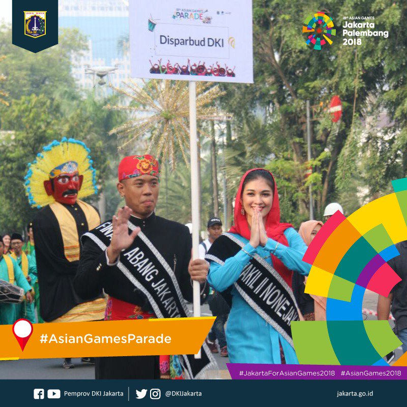 DKIJakarta's tweet photo. Hari Minggu tanggal 13 Mei 2018, telah diadakan #AsianGamesParade dalam rangka menyambut 100 hari menuju #AsianGames2018 #DKIJakarta #WeLoveJakarta
 #SemangatJakartaUntukAsia
https://t.co/6rTum7IpW7 https://t.co/NjMfqZPWP6