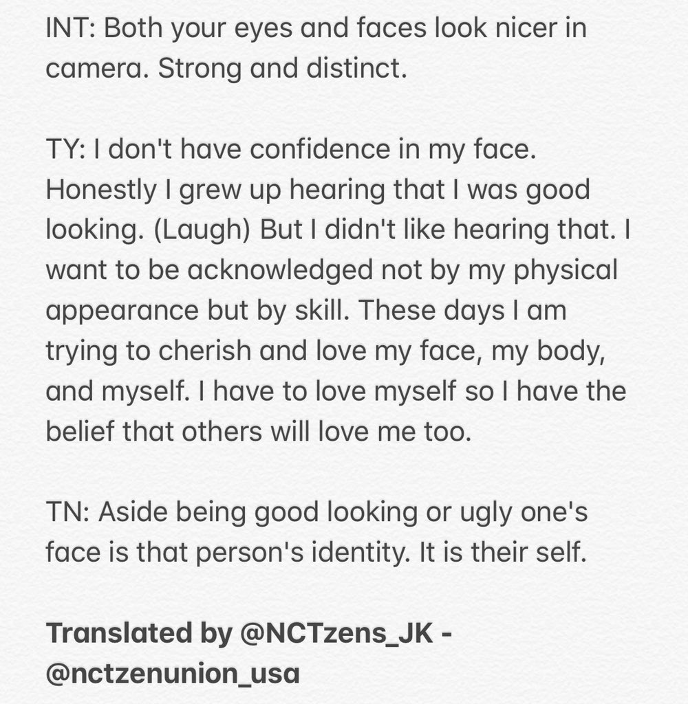nctzenunion_usa's tweet photo. [ #TRANS ] 180425 ENG: 
Dazed Korea Interview with #TAEYONG &amp; #TEN (Part 5)
https://t.co/HSH4FixfiK

◦ Translated by @NCTzens_JK - nctzenunion_usa
@NCTsmtown #NCT_U #NCT https://t.co/4t0k3PrvWu