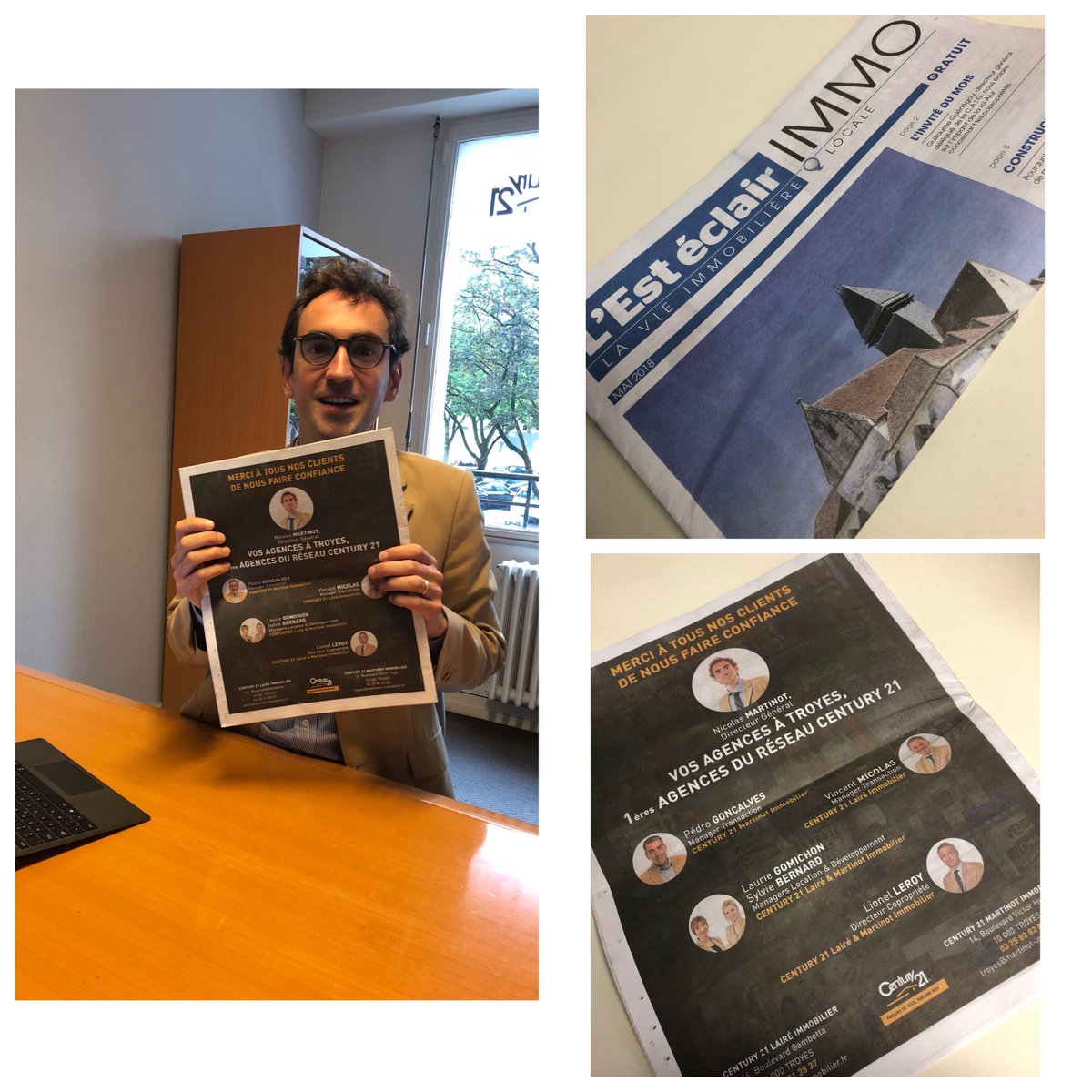 CenturyMartinot's tweet photo. Merci à notre quotidien local @lesteclair pour cet article dans le supplément #immo #performance2017 #century21 https://t.co/p2QfKRN4Bf