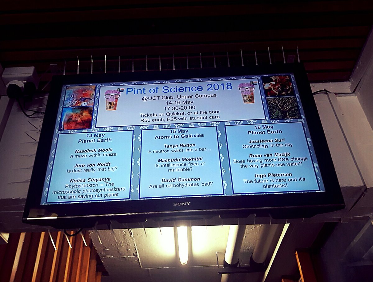 Kolie_Yola's tweet photo. On monitors around UCT, @Vho_Mokhithi! 📚🔬😍🤓⚛🔥 #PintOfScience2018 https://t.co/vPwSIHsZwi