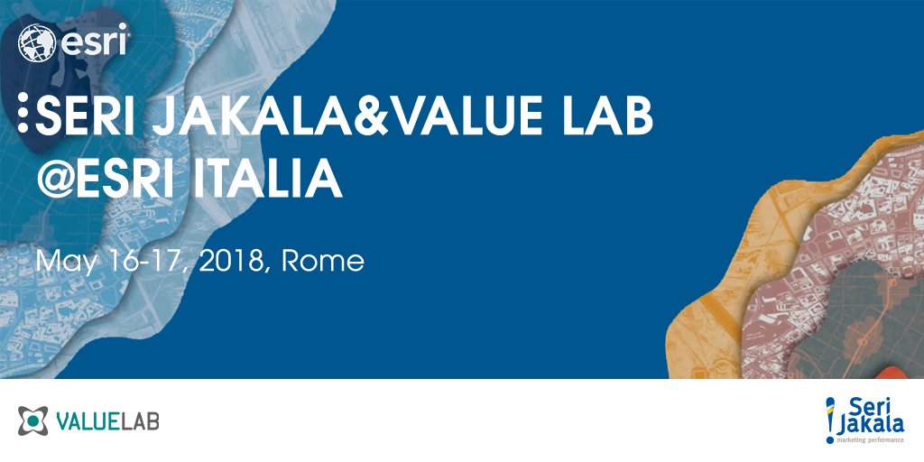 VALUELAB's tweet photo. Value lab (@SeriJakala Group) at Esri Italia Conference 2018 to show how #LocationAnalytics can open up new business opportunities: the successful case histories of #Eolo @HumanaSA and @Piaggio_Group 
#conesri2018 #GIS @Esriitalia https://t.co/frIT0qQ1mx https://t.co/prqLkmj5Sp