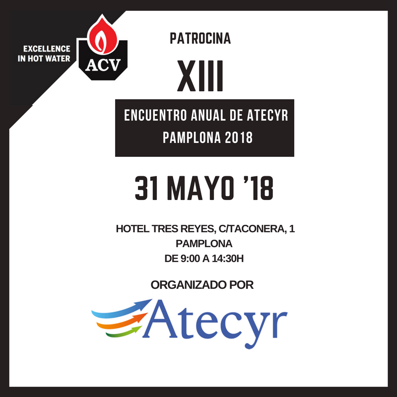 ¡Un año más, patrocinamos el XIII encuentro anual de <a href="/Atecyr/">Atecyr</a>, Asociación Técnica Española de Climatización y Refrigeración, que se celebrará el próximo 31 de Mayo en Pamplona!
Inscripciones:
ow.ly/mrKn30jYYjo