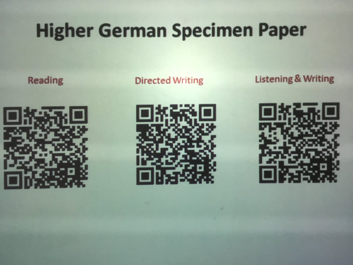 LHSLanguages's tweet photo. Last but definitely not least, here are the QR codes for 🇩🇪past papers! The exam is still 3 weeks away, so you have plenty of time to get in lots of useful past paper practice! Here are the QR codes for Higher papers. #lhsgetsdigital #NDLW18 https://t.co/YixVAzLELy