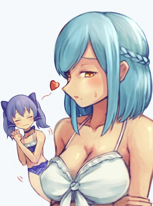 #もいもいらすと #ちーあーと
ビキニ女神様と喜ぶちーちゃん 