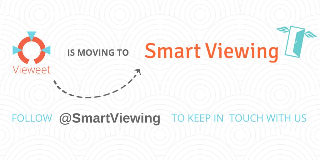 Vieweet's tweet photo. ➡️ @Vieweet is moving to @SmartViewing. Follow our @SmartViewing account to keep in touch with the Vieweet team. 

❌ @Vieweet account will close on the 1st of June 2018. 

https://t.co/ruwiVwX79U
info@smartviewing.com https://t.co/8MXuSSNOpp