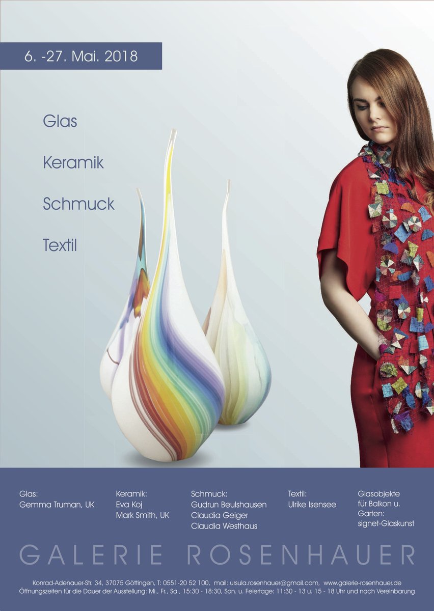 Resident Maker <a href="/GemTrumanGlass/">Gemma Truman Glass</a> has work in the current exhibition at Galerie Rosenhauer in #Göttingen, Germany. #glass galerie-rosenhauer.de/aktuell/ Anyone in or visiting Göttingen, go check it out! #craft